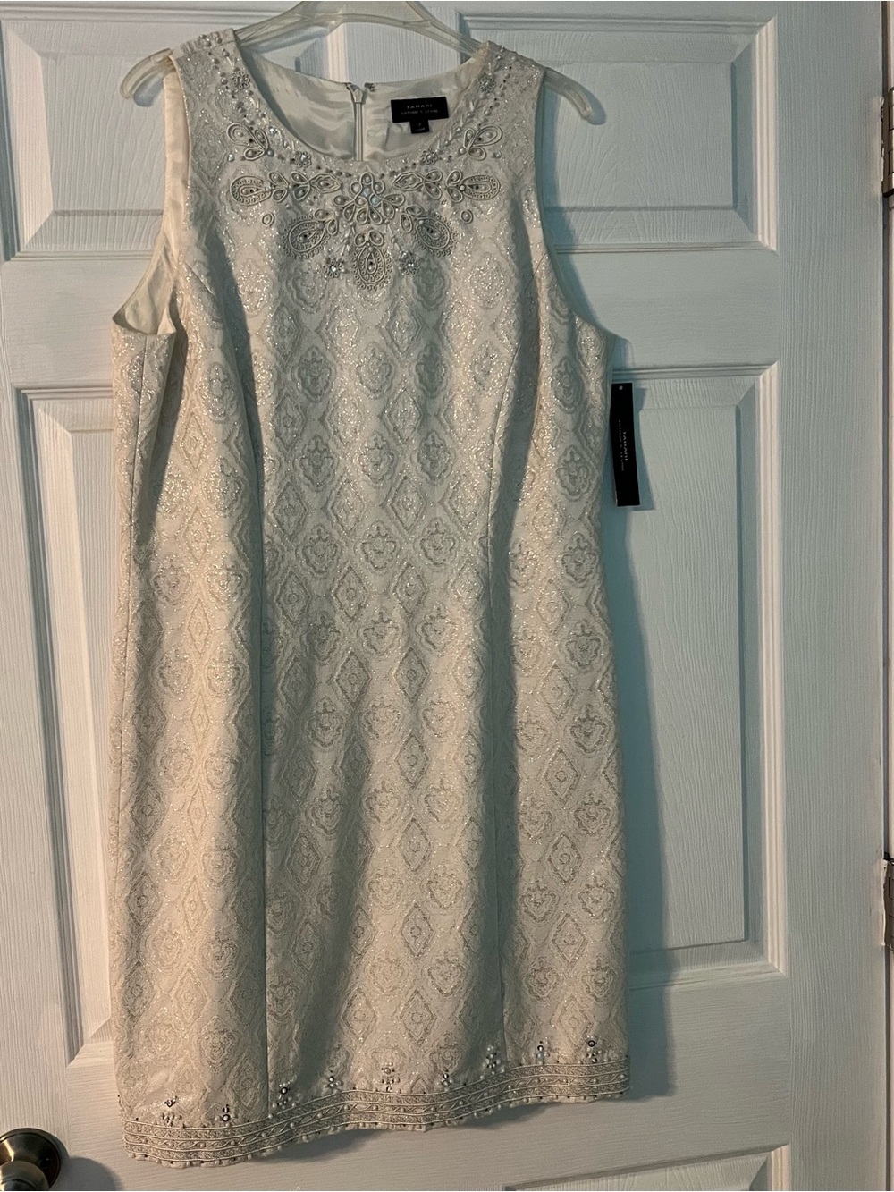 White Beaded Sleeveless Mini Dress by Tahari ASL